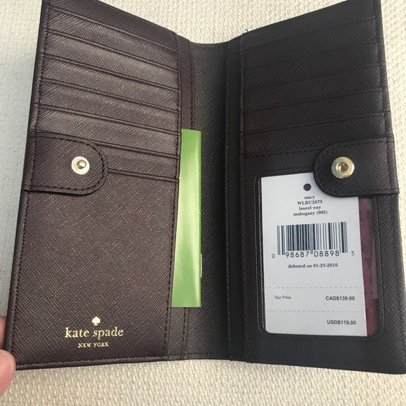 Kate Spade Laurel Way Wallet Mahogany - Picture 4 of 6